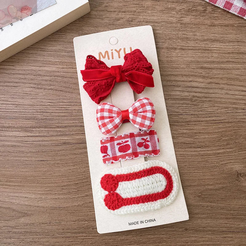 2/4PCS Red Christmas Baby Hair Pins