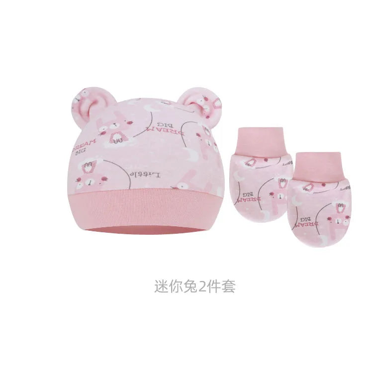 5pcs Baby Cartoon Anti-scratch Gloves Hat Foot Cover Set
