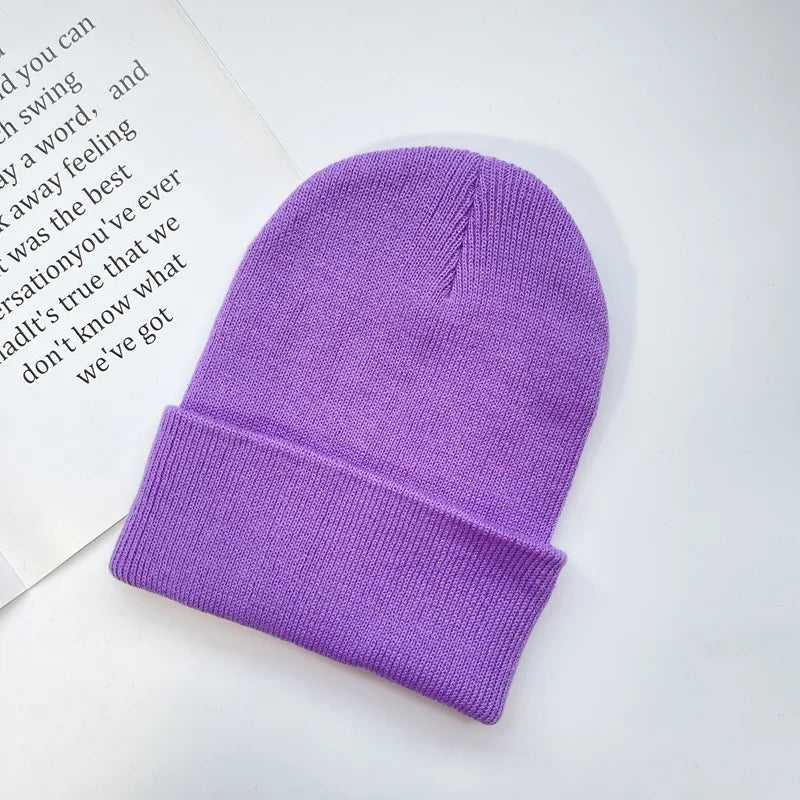 Baby Winter Knitted Hat Cuff Keep Warm Crochet Child Cap For Kids Women Men Outdoor Acrylic Solid Color Girls Boys Beanies Hats