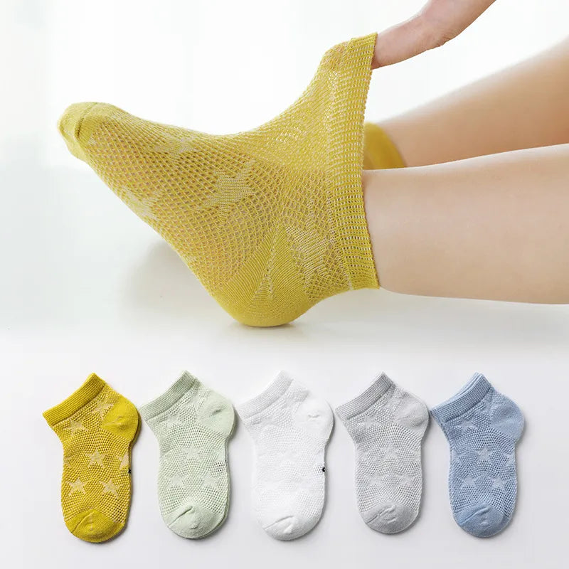 5 Pairs Socks Cotton Breathable Mesh