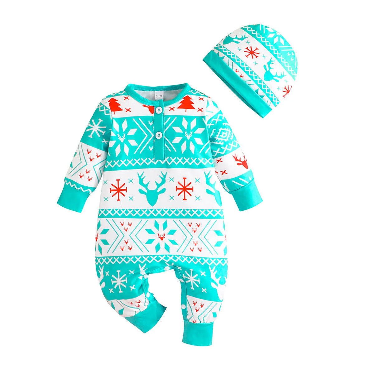 Baby Infant Deer Christmas Cartoon Prints Romper