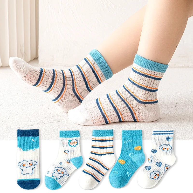 5 Pairs Socks Cotton Breathable Mesh