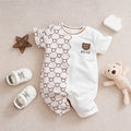 Cute Cartoon Teddy Bear Summer Apricot Short Sleeved Jumpsuit