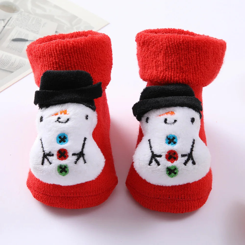 Baby Stuff Toddler Socks Boy Girl Autumn Winter Newborn Warm Cotton Sock Cartoon Animal Red Christmas Socks Infant Clothing 0-1y