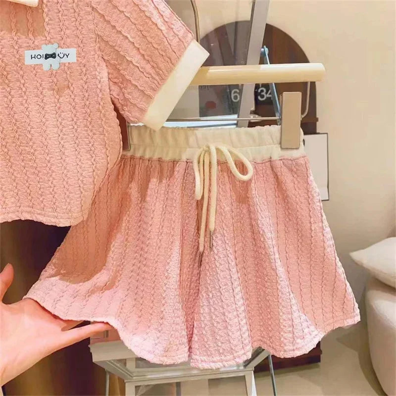 Baby Girls Clothes Set Summer Kids Cute Sweet Short Sleeve Top+Shorts 2Pcs Outfits Children Casual Comforts Sportswear Suits