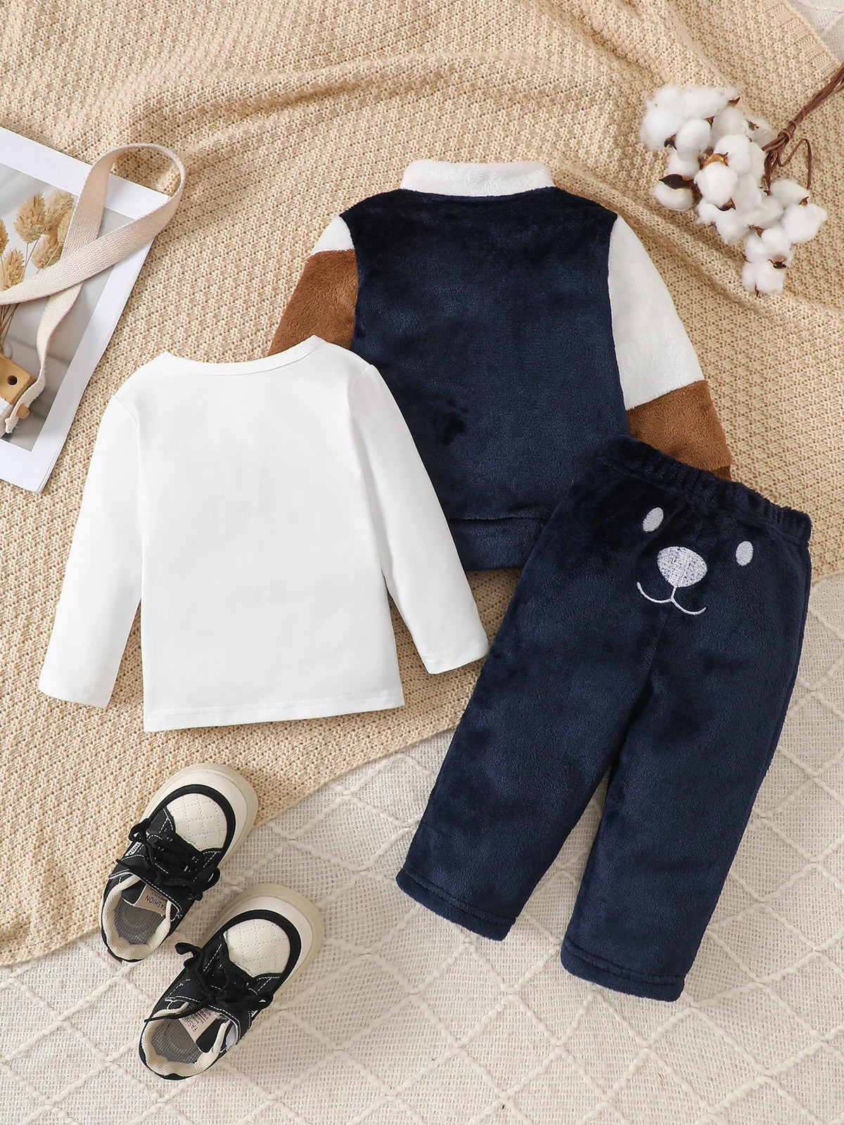 3pcs Baby Clothes Set Fleece Jacket and Pants+T-Shirt Outfit
