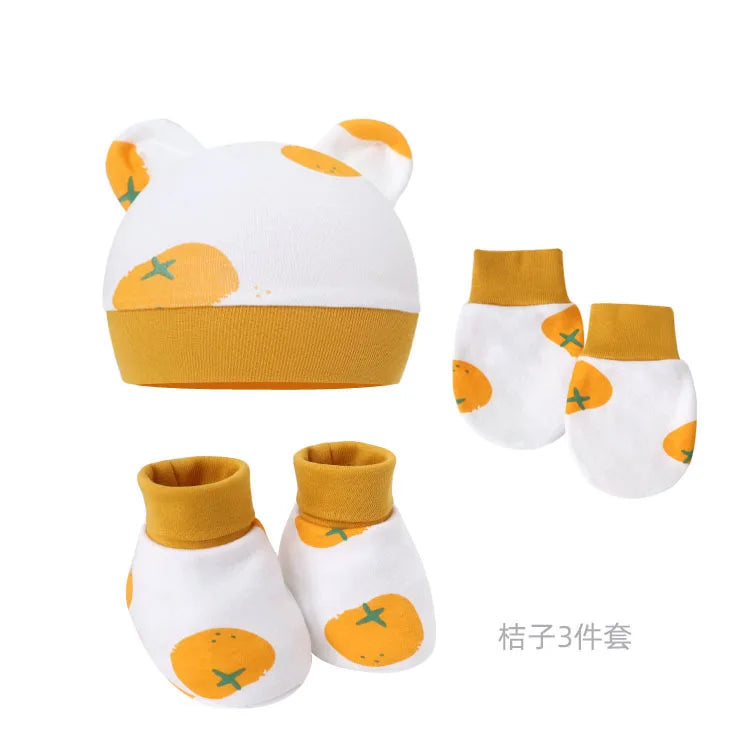 5pcs Baby Cartoon Anti-scratch Gloves Hat Foot Cover Set