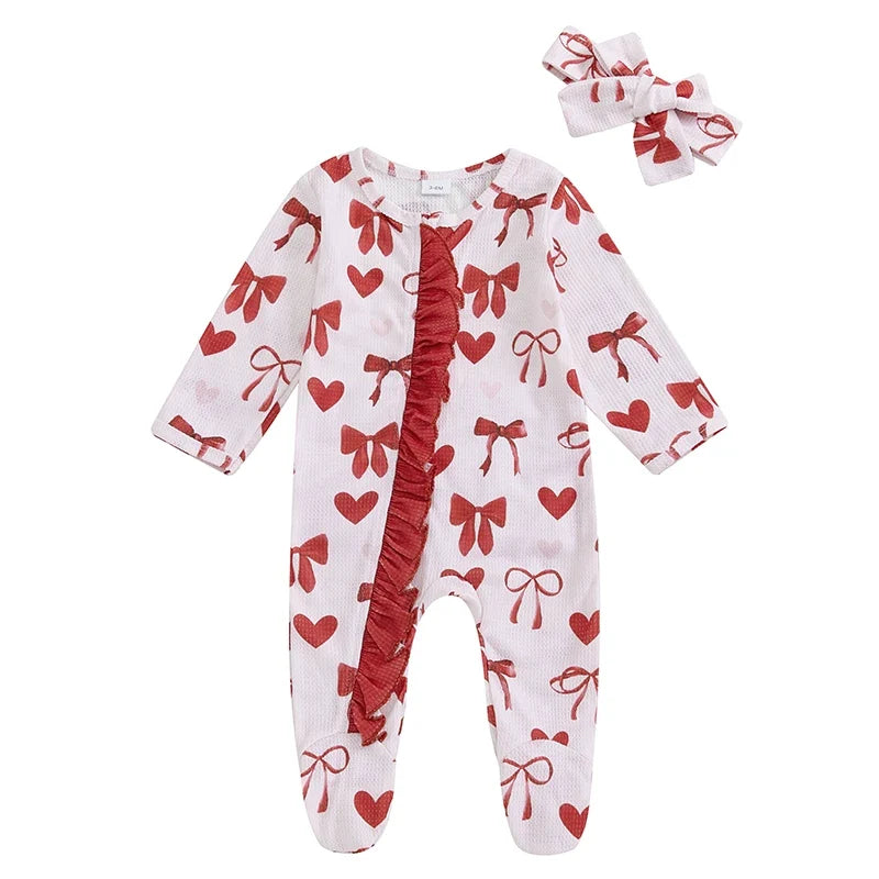 Baby Girls Footies Rompers Valentine s Day