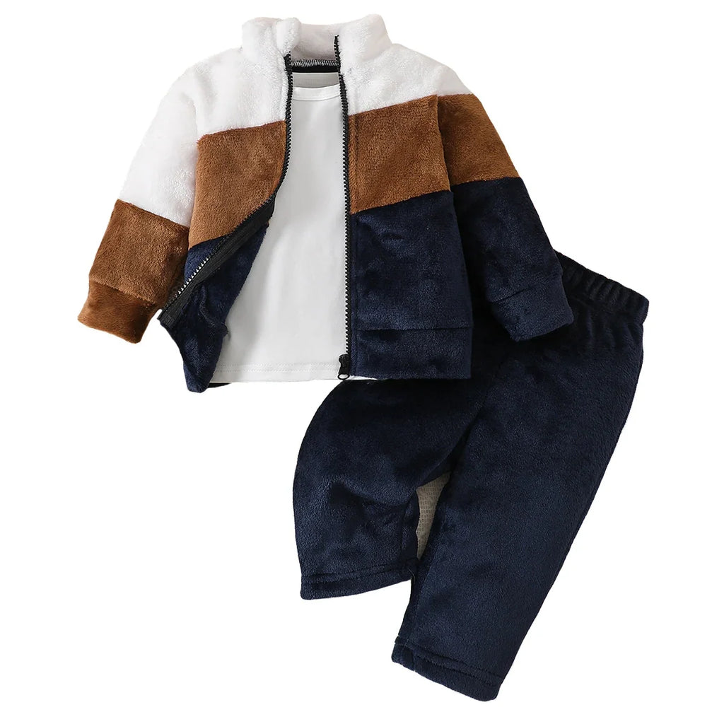 3pcs Baby Clothes Set Fleece Jacket and Pants+T-Shirt Outfit