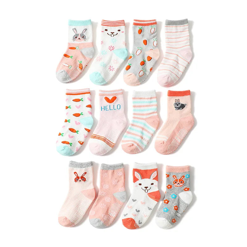 12 Pairs Cotton Non Slip Socks