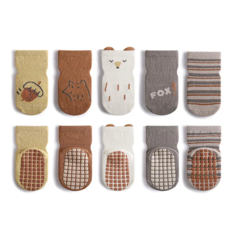 5 Pairs Toddler Cartoon Anti-slip Socks