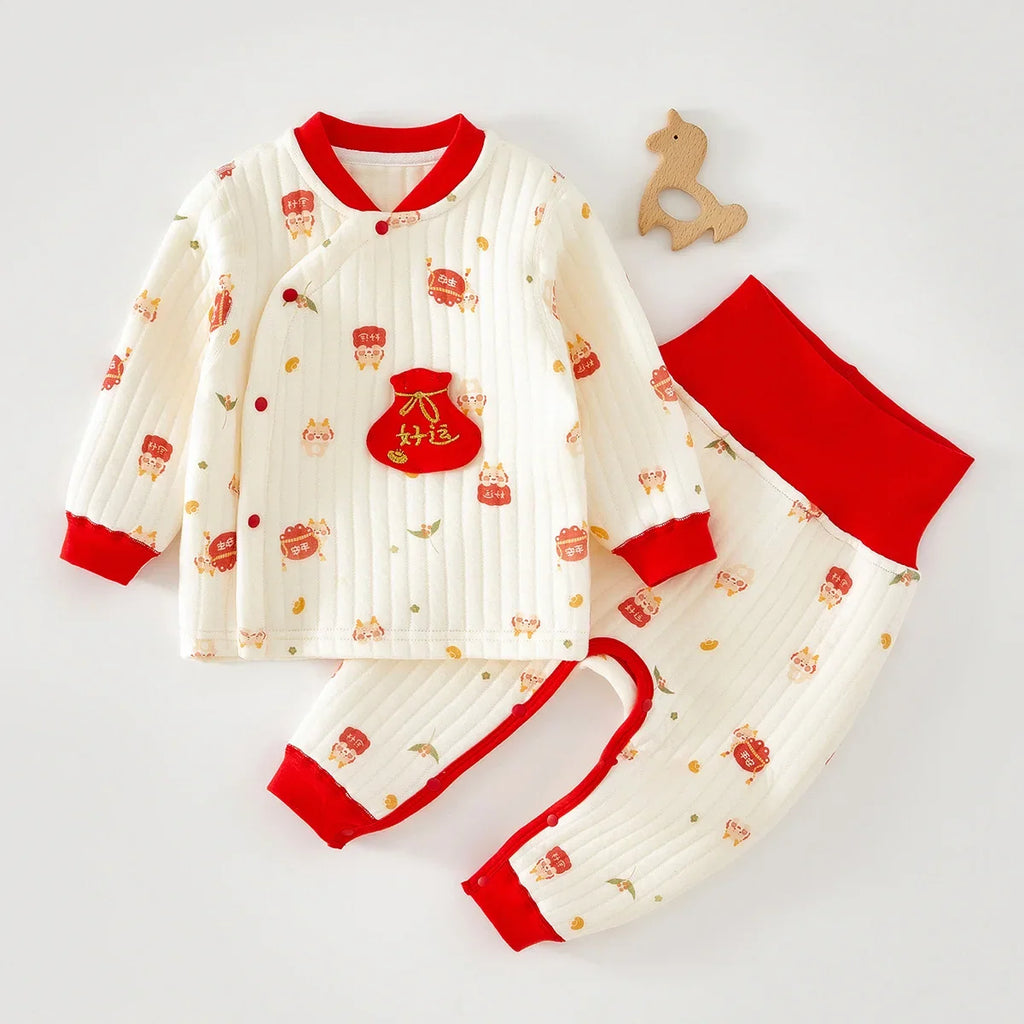 Baby Girl Outfit Combed Cotton Long Sleeve Tops Pants Two Pieces Autumn Winter Infant Clothing Baby Clothes Set