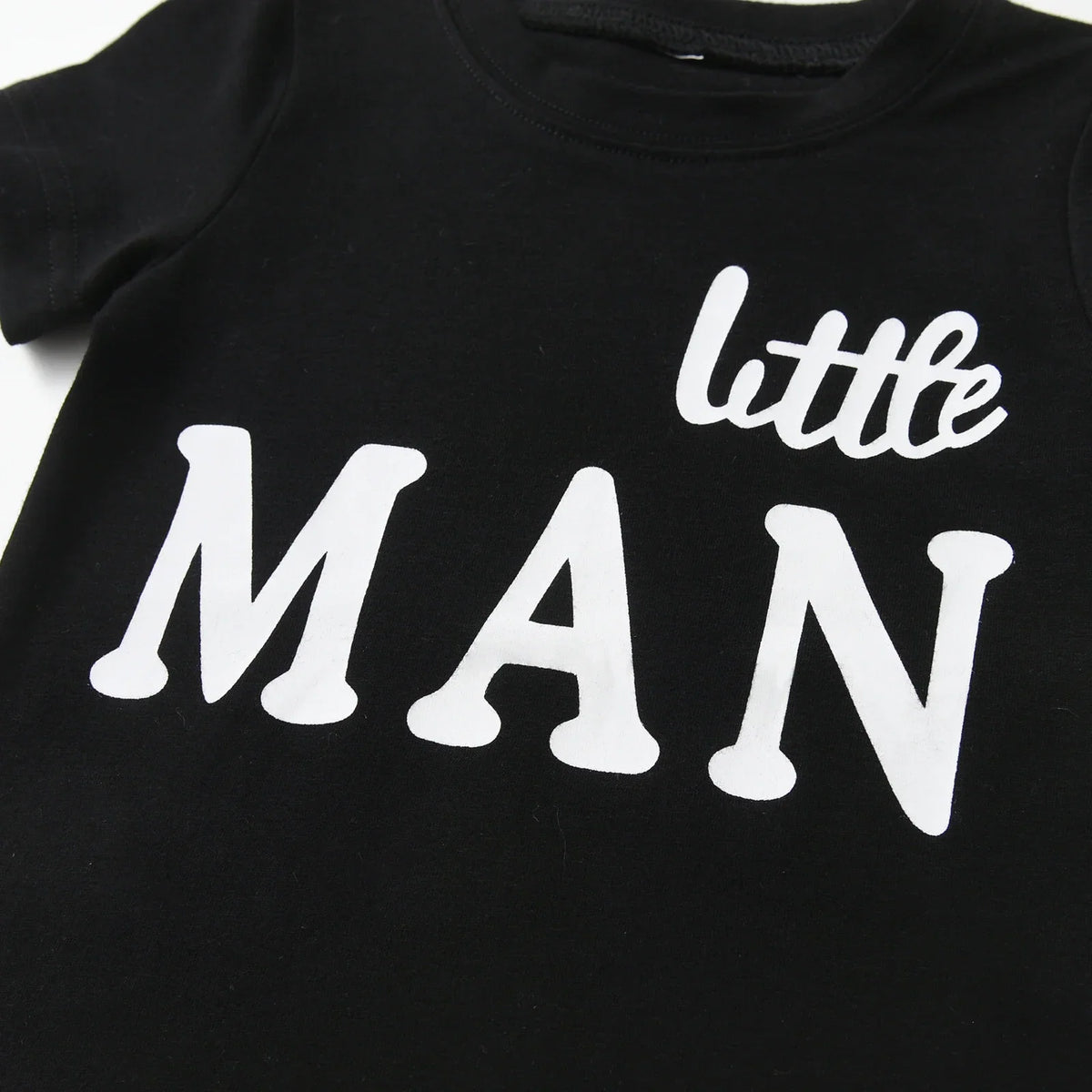 "Little Man" Short Sleeves Letters Printed Tee and Shorts