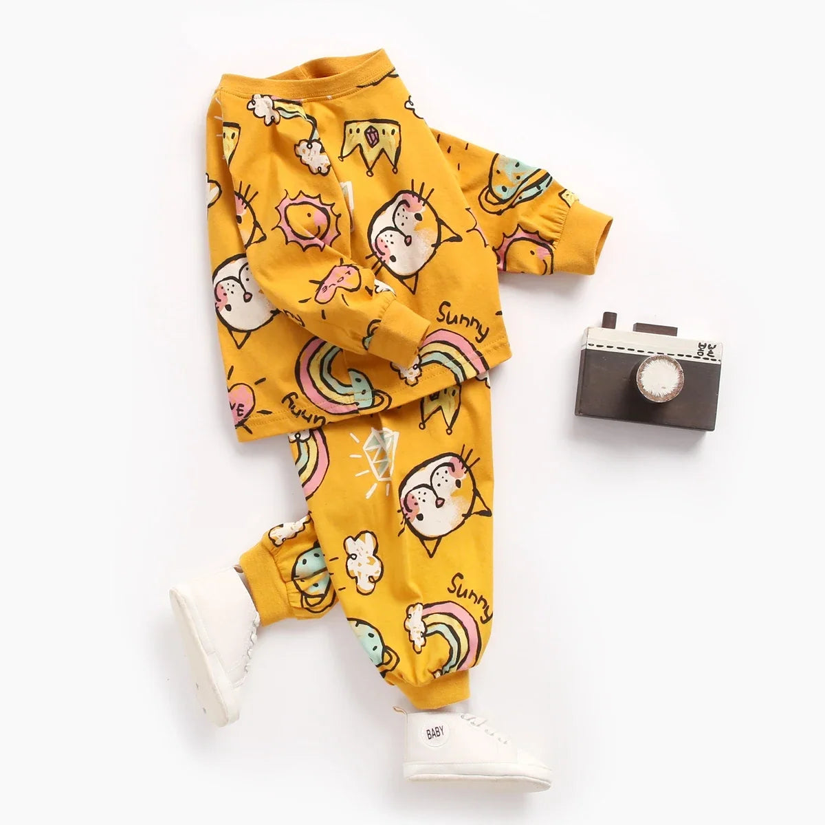 Cotton Long Sleeve Tops + Pants 2Pcs Animals Pajamas
