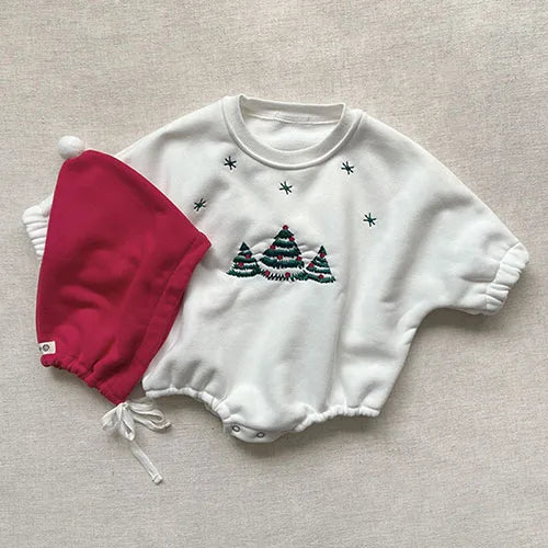 Cozy Baby Christmas Cartoon Hooded Bodysuits