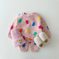 Cute Colourful Gummy Bears Tracksuit/ Pullover Sweatshirts+ Simple New Track Trousers 2pc Spring New Set