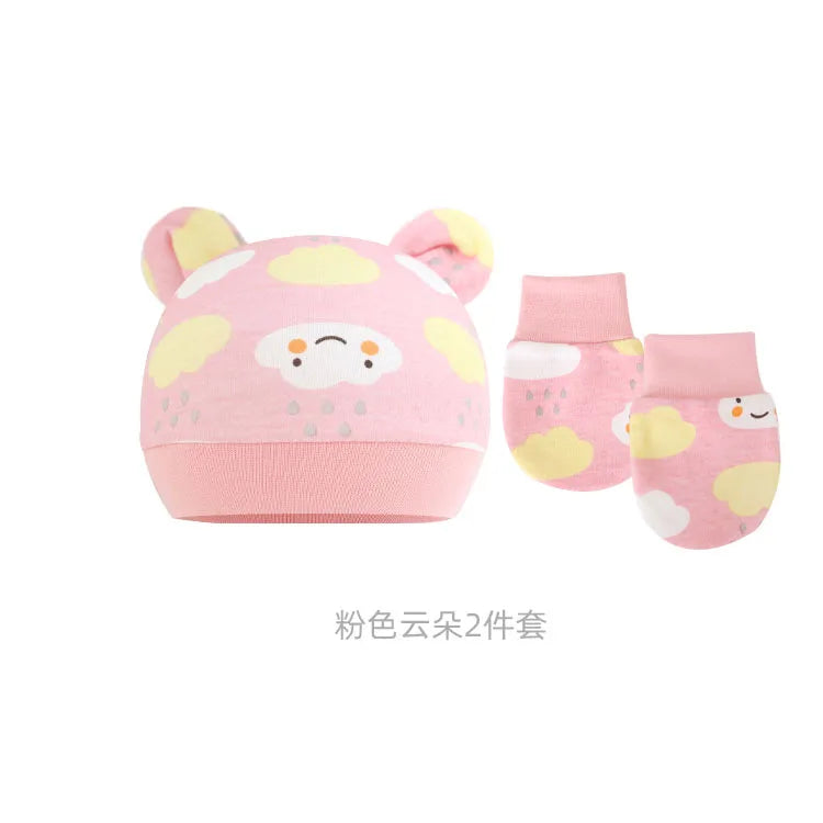 5pcs Baby Cartoon Anti-scratch Gloves Hat Foot Cover Set