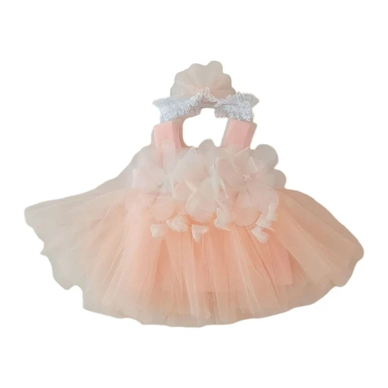 3Pcs Newborn Photography Props Baby Girl Lace Dress Infant Toddler Photo Props Headdress Outfits