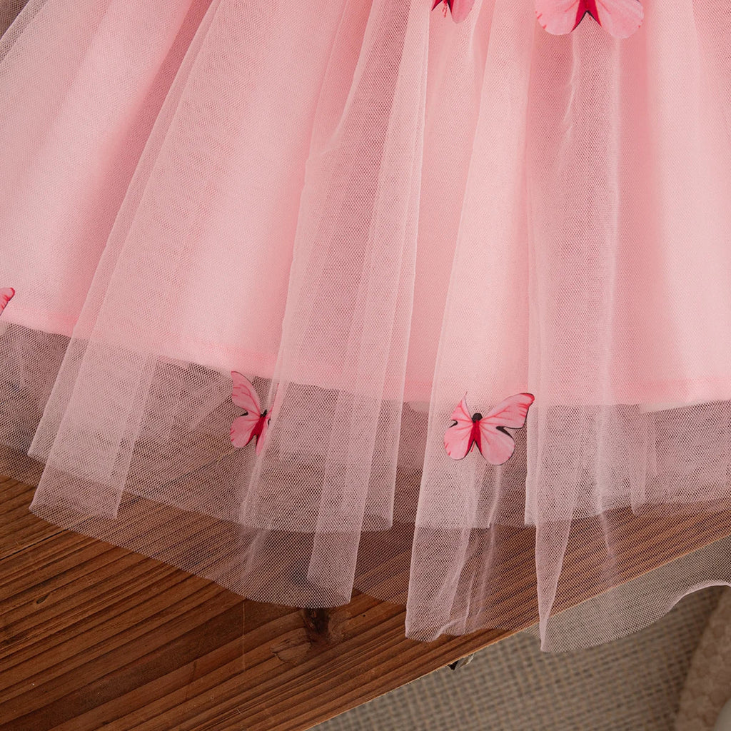 Floral Patterns And Bows Halter Puffy Girl Dress