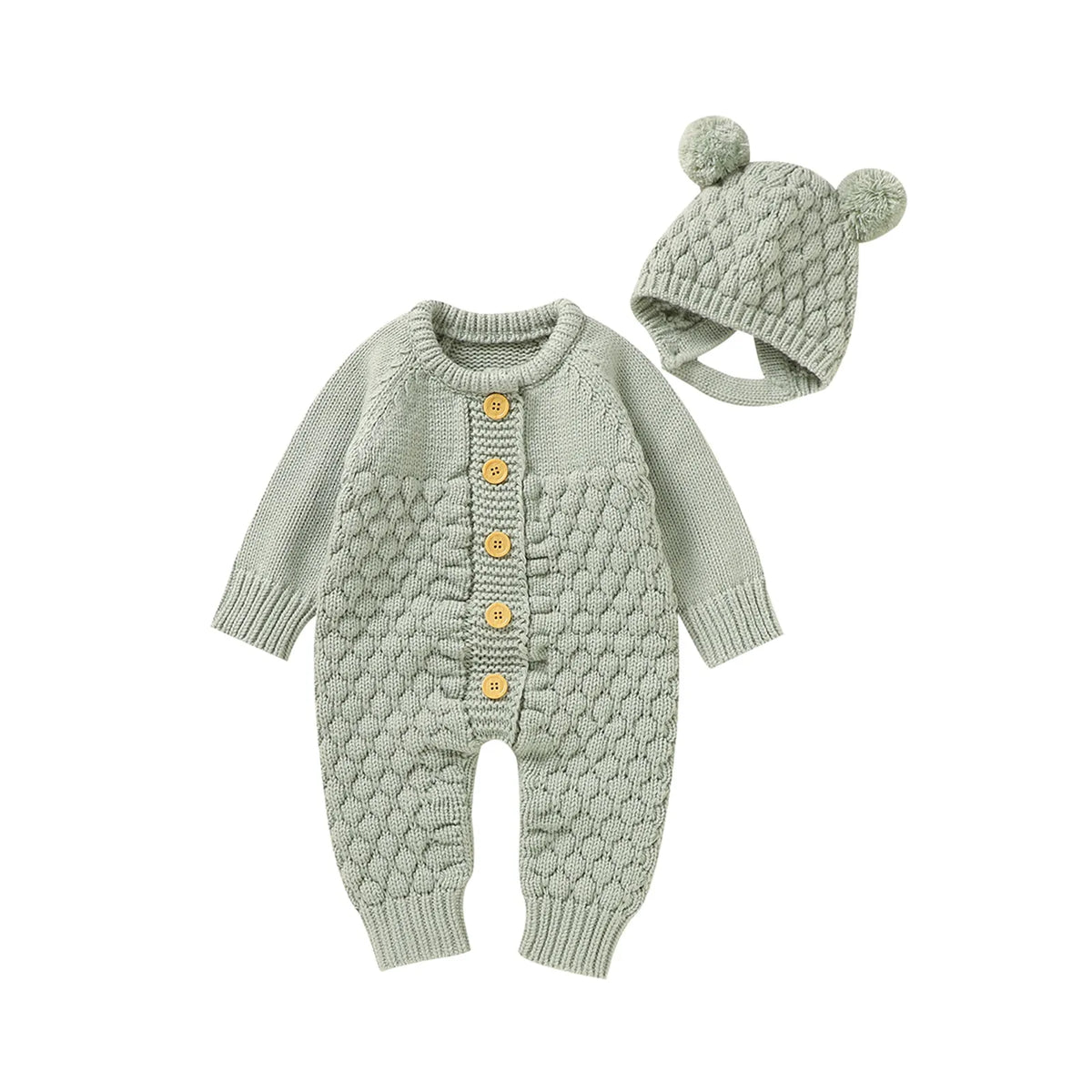 Baby 2PCS Winter Jumpsuit Bear Hat Set