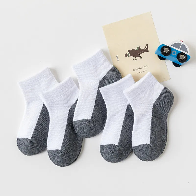 5 Pair Cotton Solid Children Socks