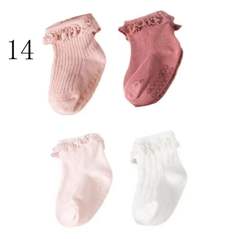 4Pair baby Girl non-slip socks