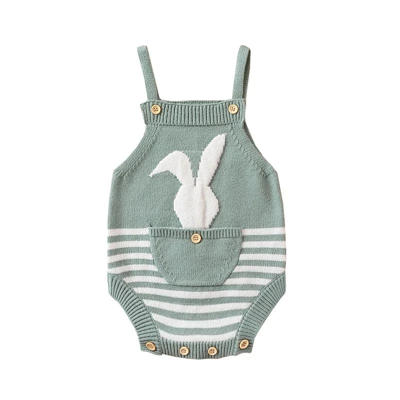 Bunny Easter Knit Rompers Sleeveless