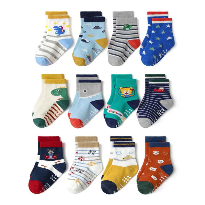 12 Pairs Cotton Non Slip Socks