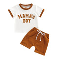 Boys 2Pcs Summer Outfits Short Sleeve Letter Print T-Shirts Pocket Shorts