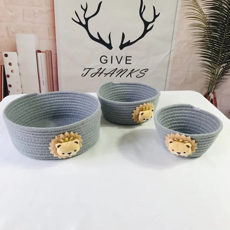 Cartoon Animals Hand Woven Storage Basket
