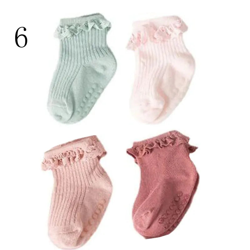 4Pair baby Girl non-slip socks