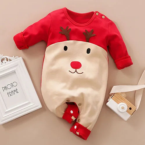 Cozy Baby Christmas Cartoon Hooded Bodysuits