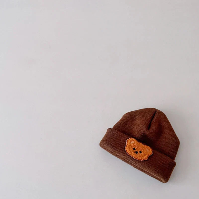 Cartoon Bear Baby Hat Cute Autumn Winter Warm Knitted Cap Beanies Infant Toddler Korean Solid Color Kids Boy Girl Beanie Caps 모자