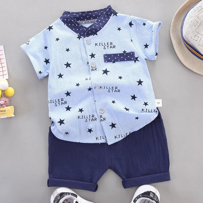 Boy's Suit shirt and Shorts 2PCS  Set