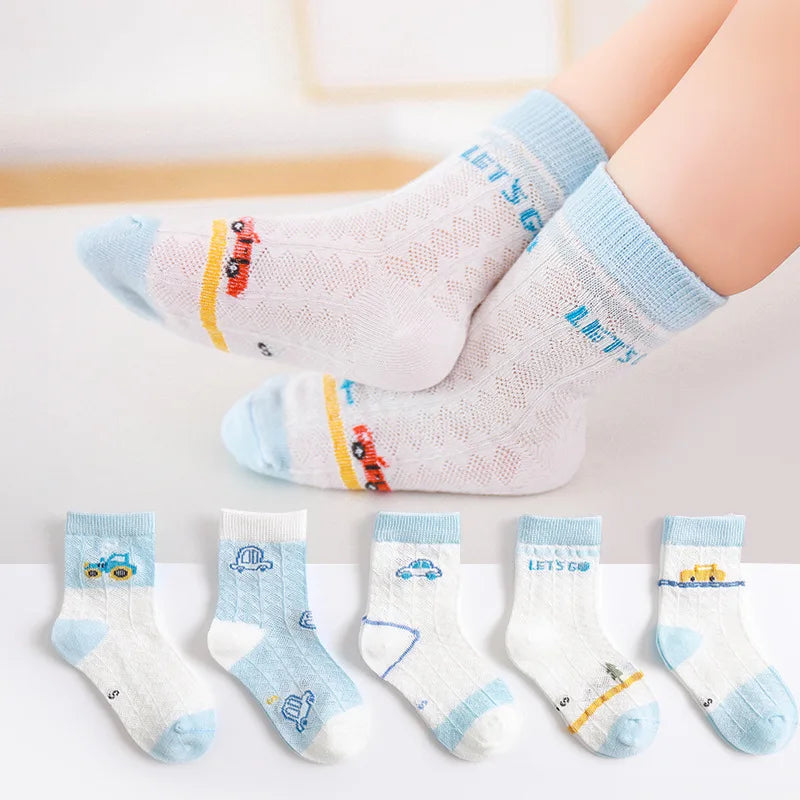 5 Pairs Socks Cotton Breathable Mesh