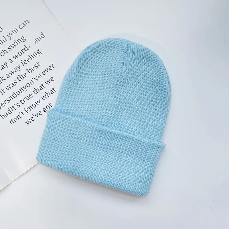 Baby Winter Knitted Hat Cuff Keep Warm Crochet Child Cap For Kids Women Men Outdoor Acrylic Solid Color Girls Boys Beanies Hats