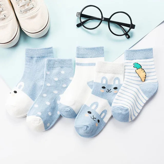 5 Pair Infant Cartoon Socks Cotton