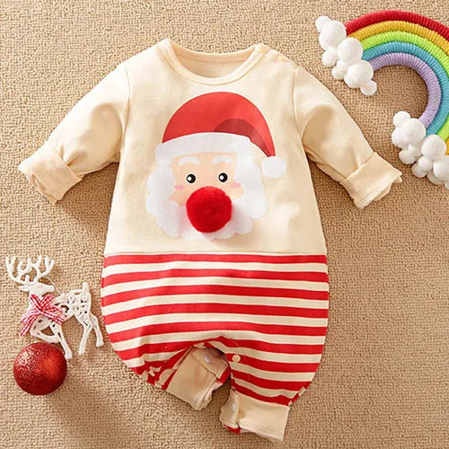 Cozy Baby Christmas Cartoon Hooded Bodysuits