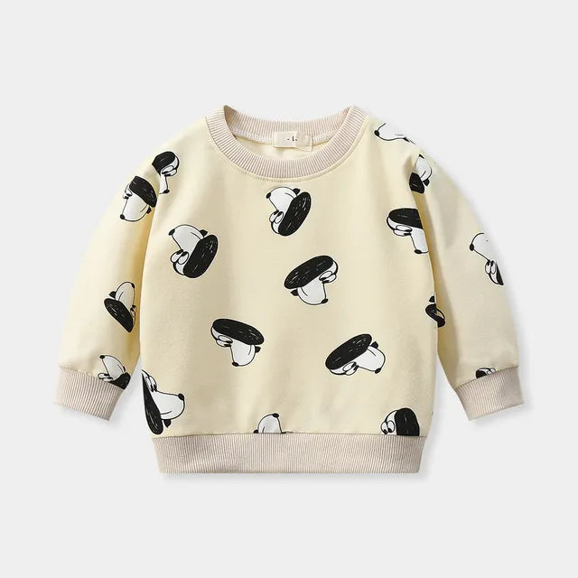 Brand New Design Hoodie Casual Spring Autumn Clothes  Unisex Round Neck Long Sleeves Pullovers Toddler Cute Cotton Cartoon Tops