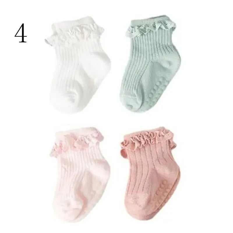 4Pair baby Girl non-slip socks