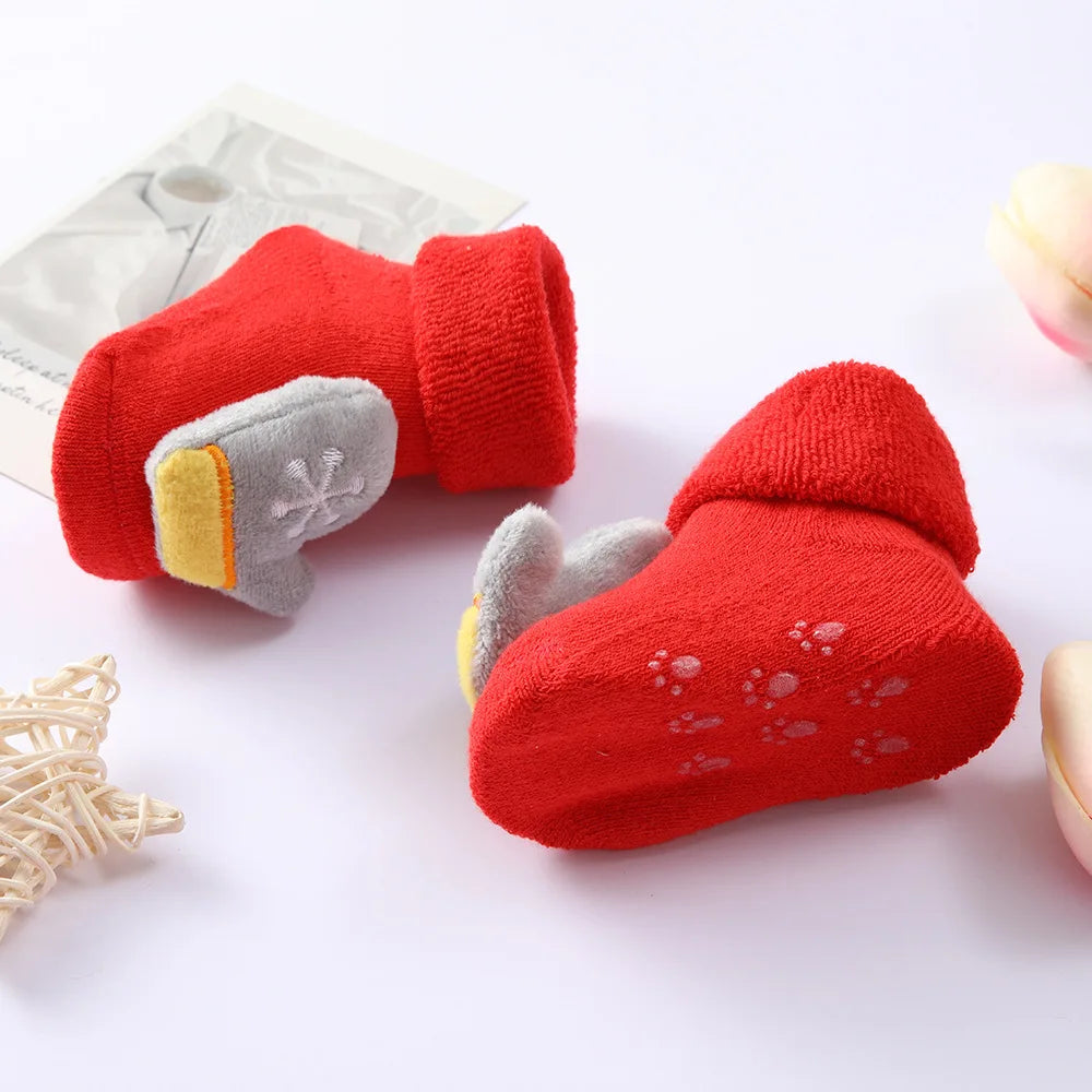 Baby Stuff Toddler Socks Boy Girl Autumn Winter Newborn Warm Cotton Sock Cartoon Animal Red Christmas Socks Infant Clothing 0-1y