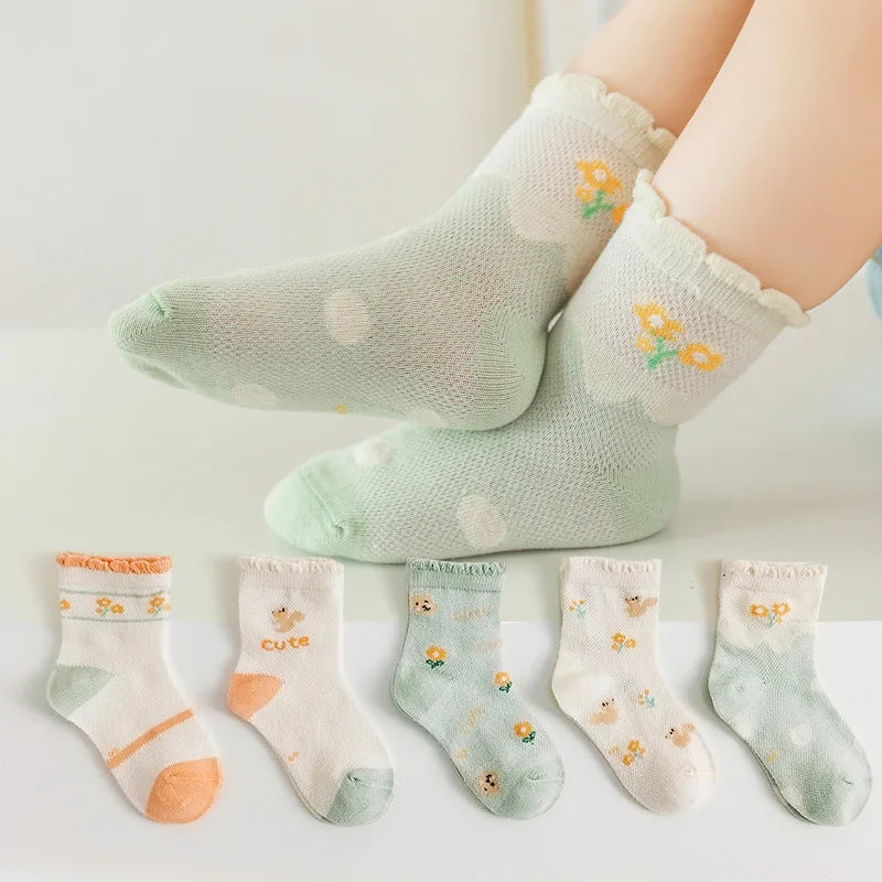 5 Pairs Socks Cotton Breathable Mesh