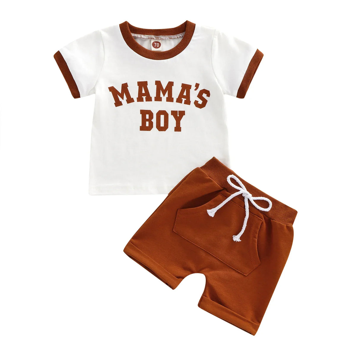 Boys 2Pcs Summer Outfits Short Sleeve Letter Print T-Shirts Pocket Shorts