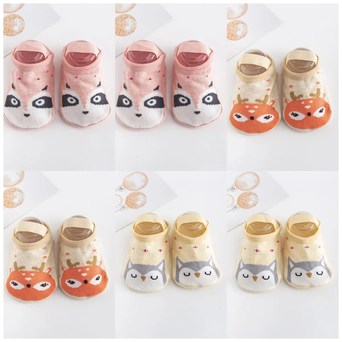 6 pairs cartoon shoes socks