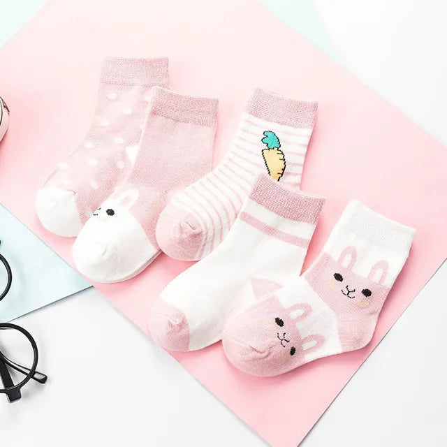 5 Pair Infant Cartoon Socks Cotton