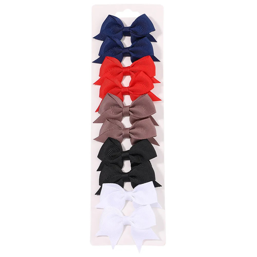 Cute Solid Ribbon Bowknot 10Pcs/Set Hair Clips