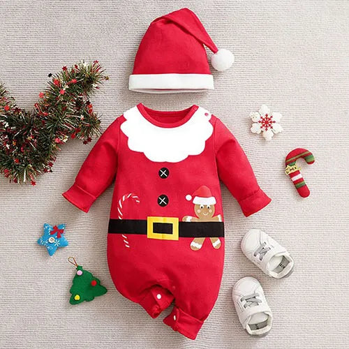 Cozy Baby Christmas Cartoon Hooded Bodysuits