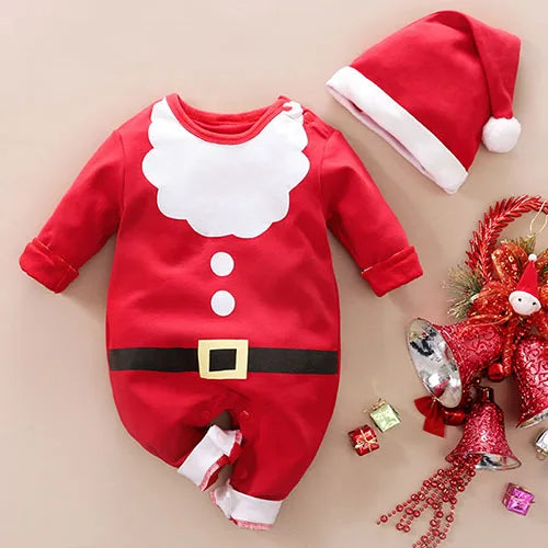 Cozy Baby Christmas Cartoon Hooded Bodysuits