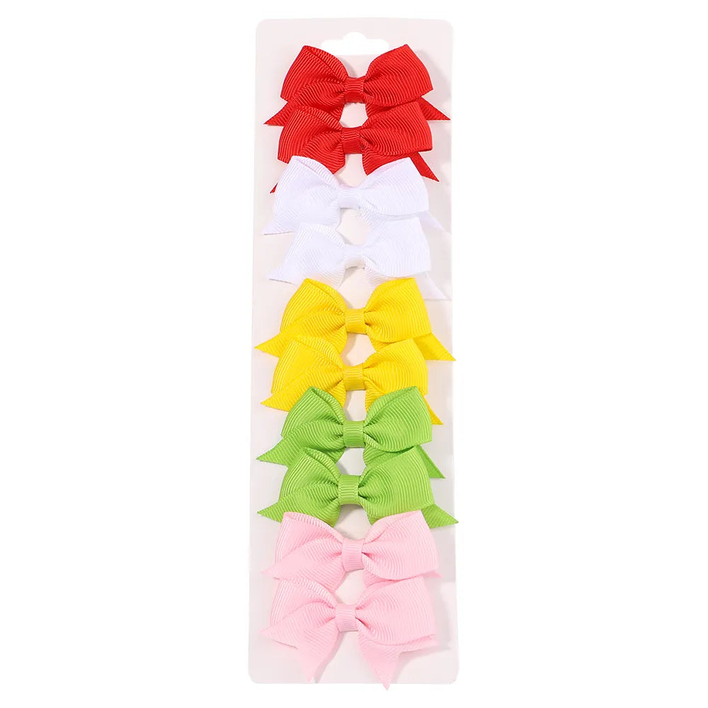 Cute Solid Ribbon Bowknot 10Pcs/Set Hair Clips