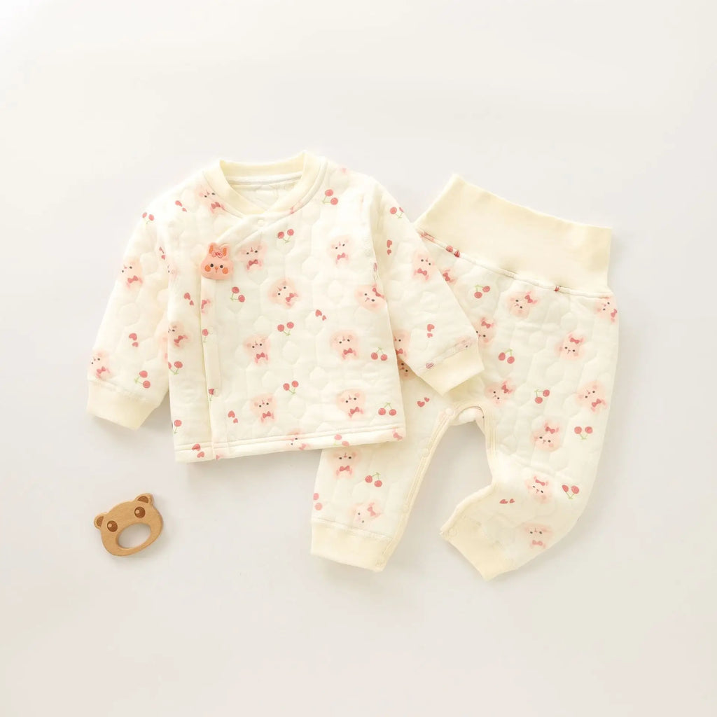 Baby Girl Outfit Combed Cotton Long Sleeve Tops Pants Two Pieces Autumn Winter Infant Clothing Baby Clothes Set